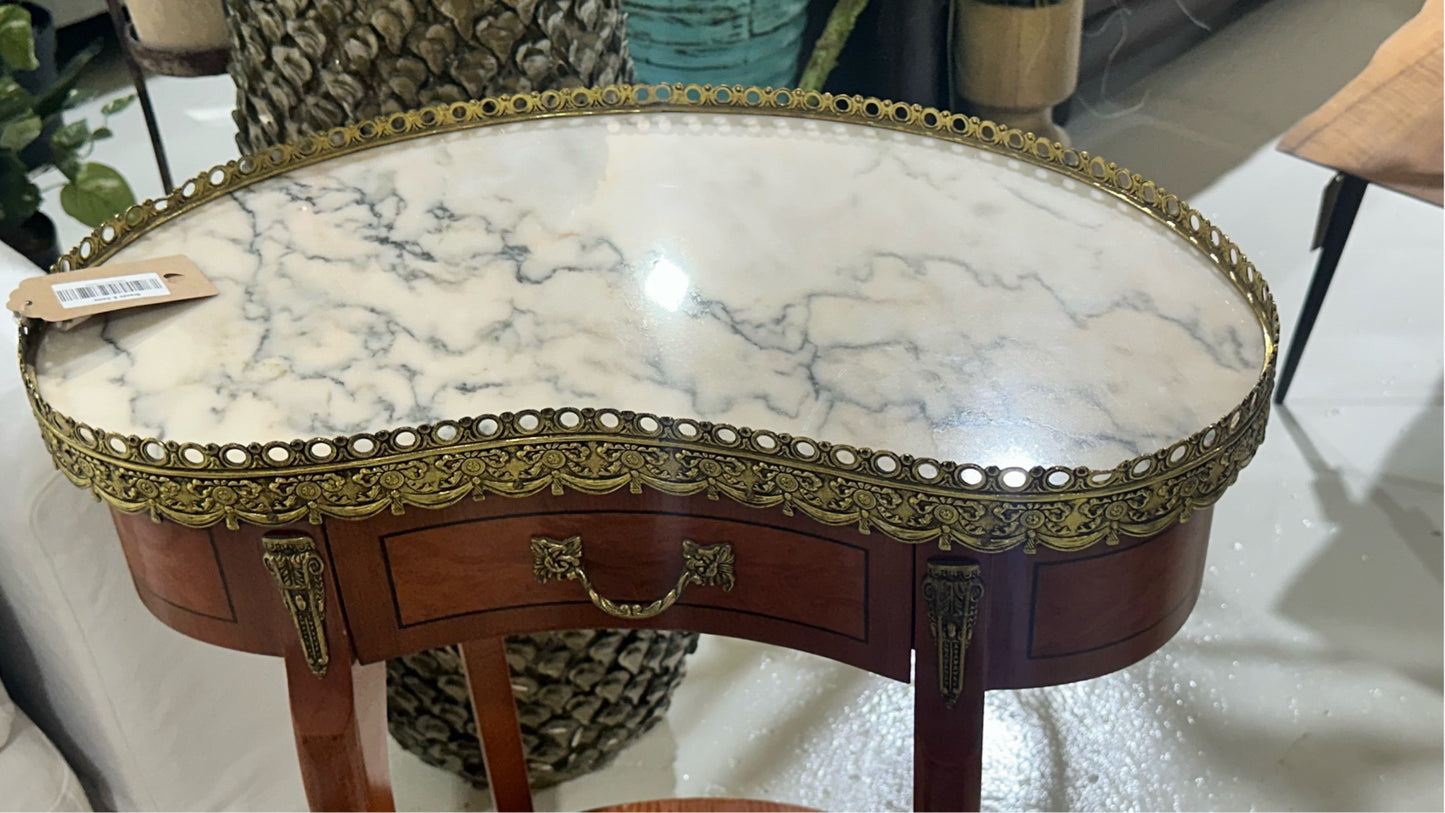 Vintage French-Style Side Table with Marble Top