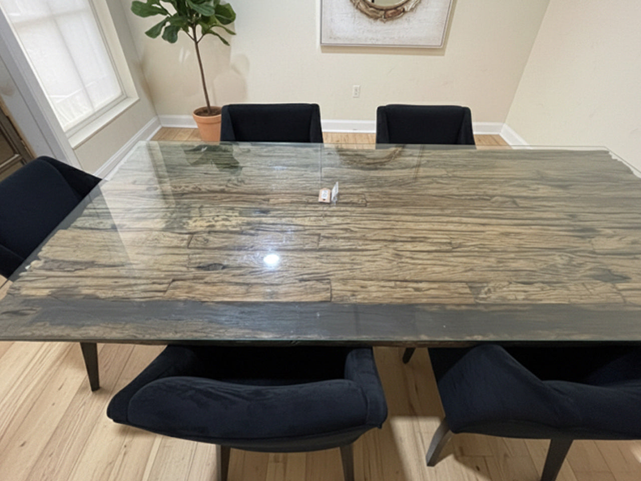 Railway Wood Dining Table with 6 Chairs