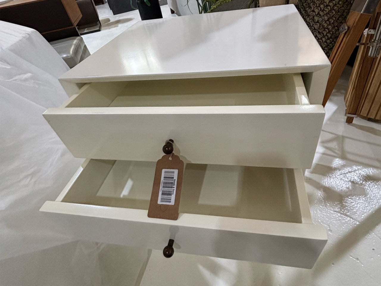 White Nightstand with 2 Drawers