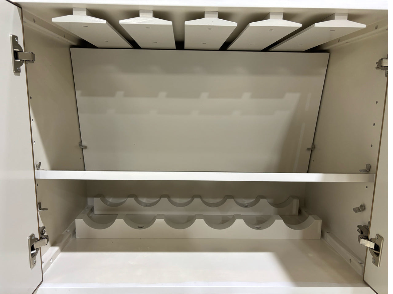 West Elm – White Bar Cabinet with Gold Accents