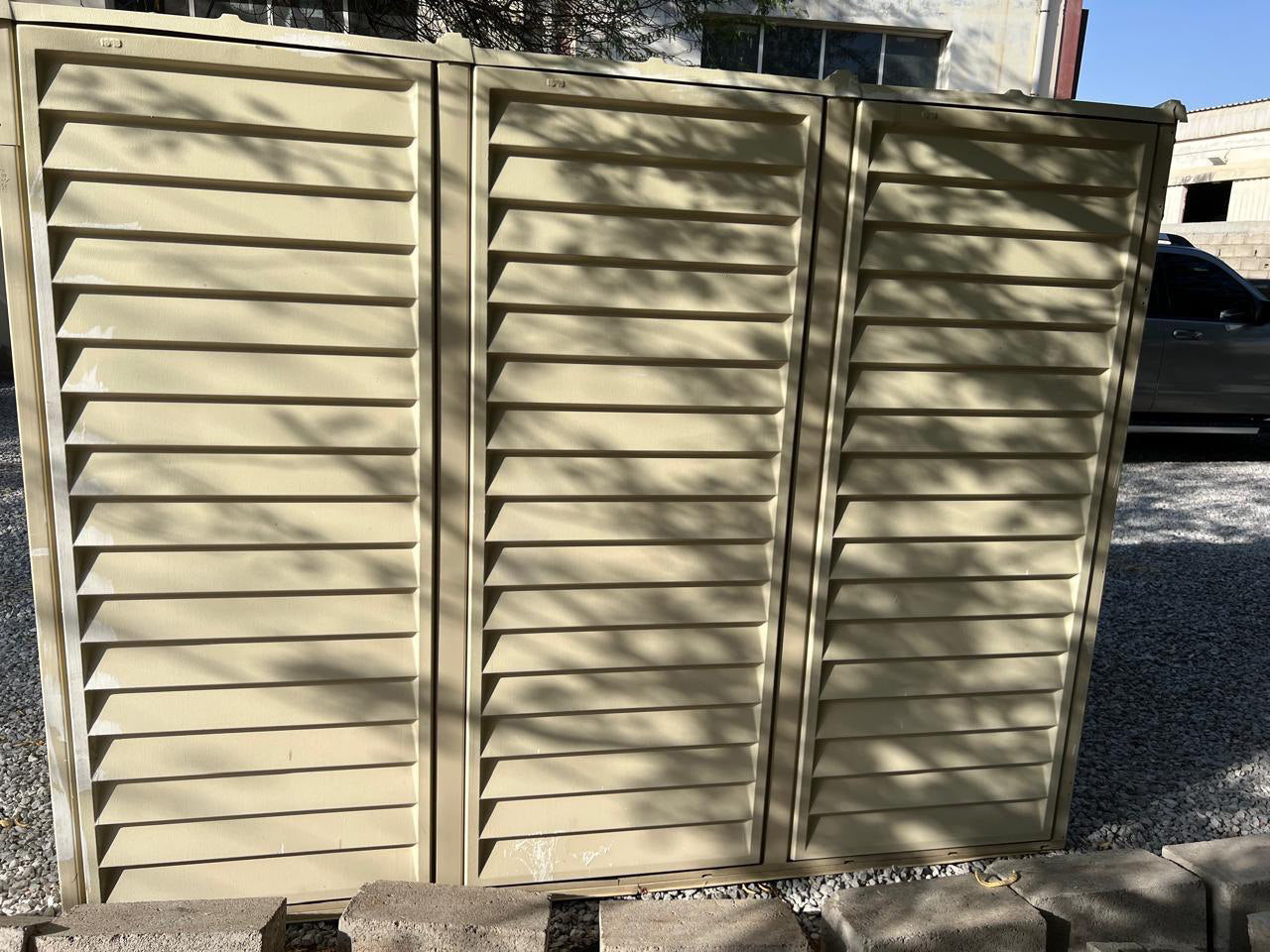 Vertical Garden Storage Shed – Beige Vinyl & Aluminium