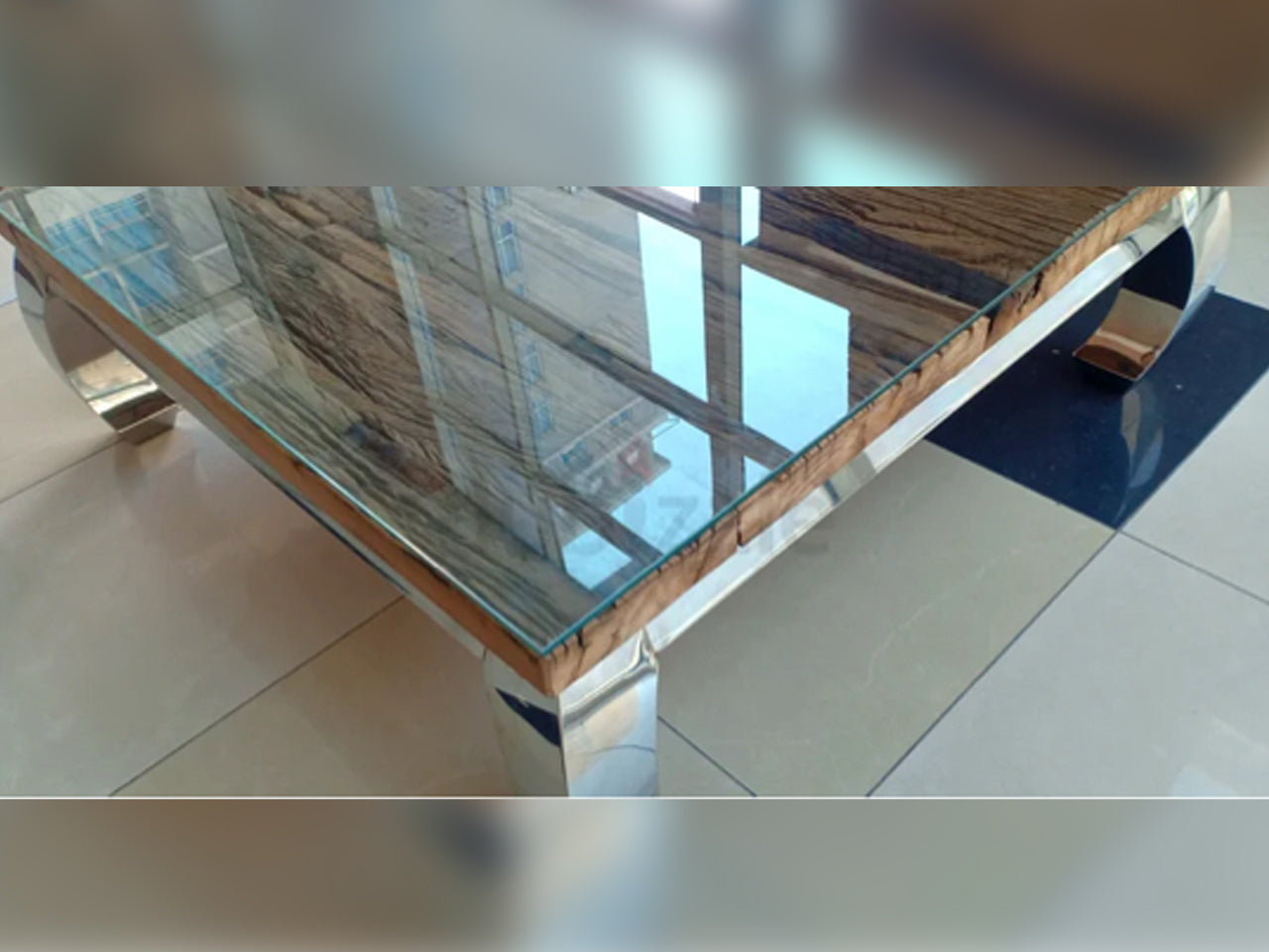 Marina Home Driftwood Glass Coffee Table