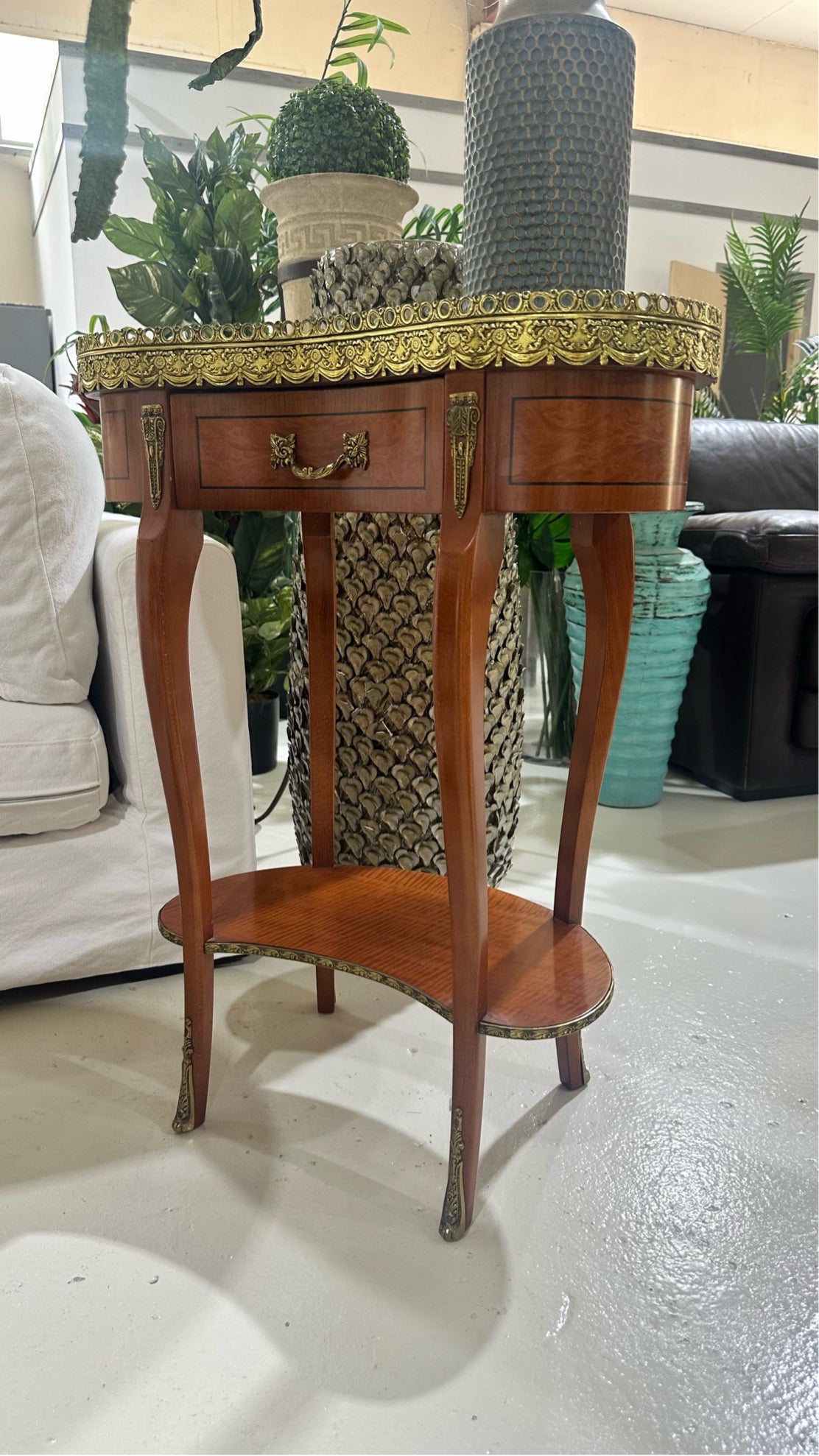 Vintage French-Style Side Table with Marble Top