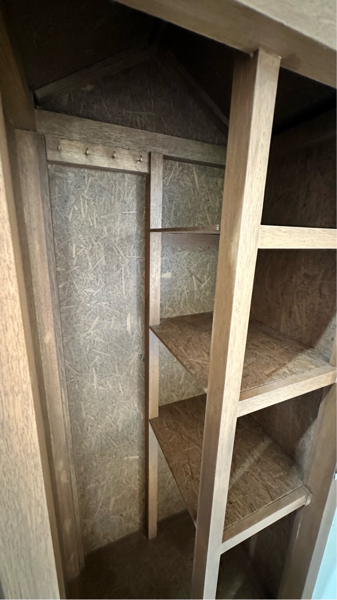 Wooden Storage Cabinet with Pitched-Roof Design