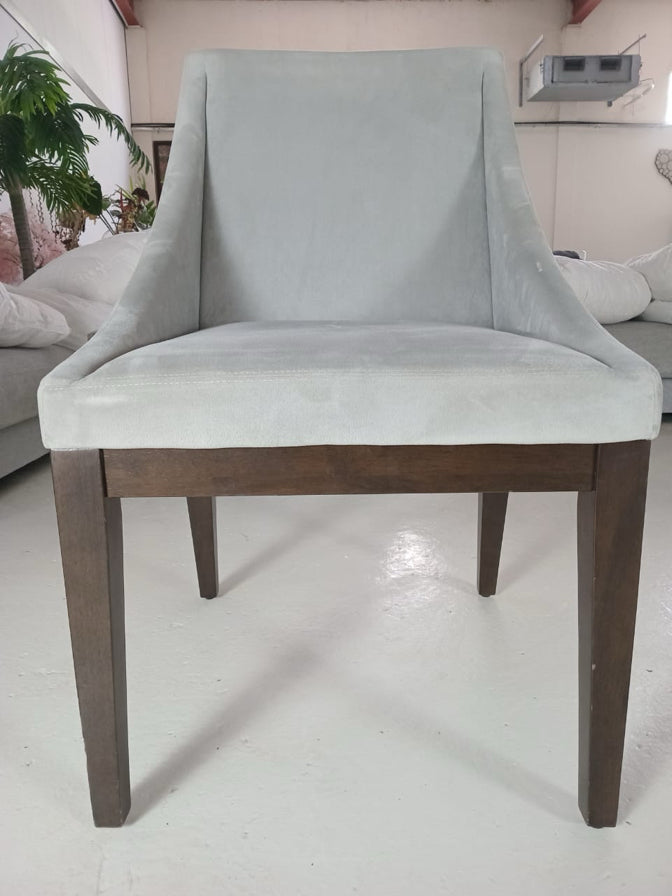 6 Dinning Chairs, Light grey, brown wooden stand