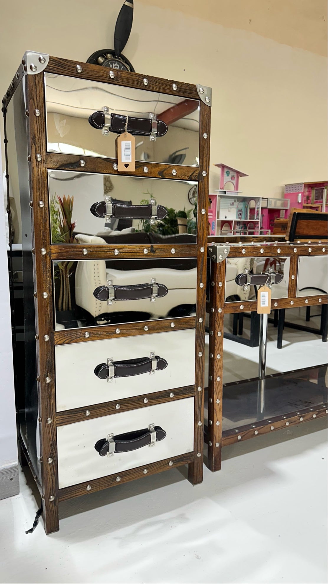 Set of 3 Mirrored Storage Trunks – Industrial Luxe by THE One