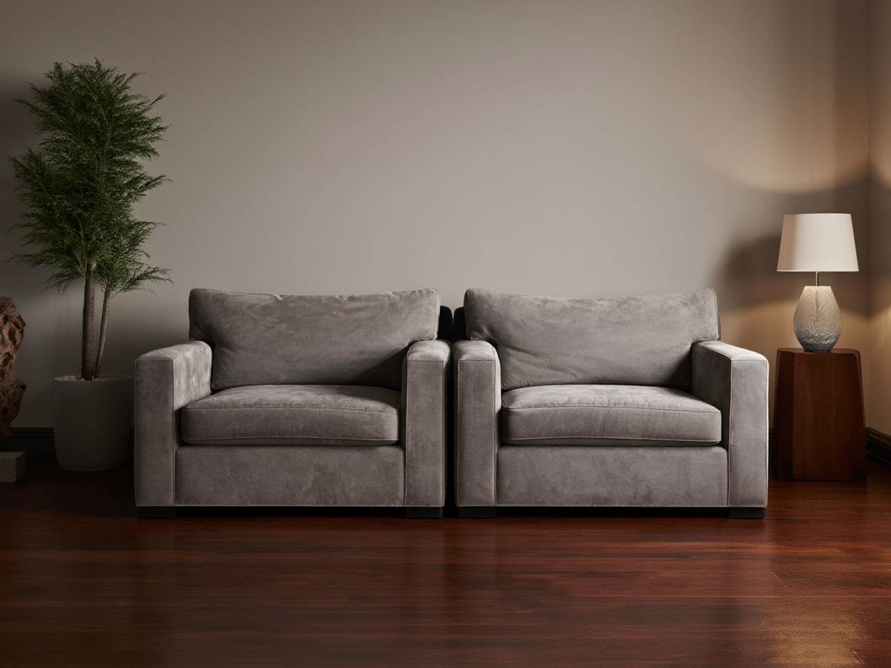 Crate & Barrel – Modern Grey Sofa Set (3+1+1)