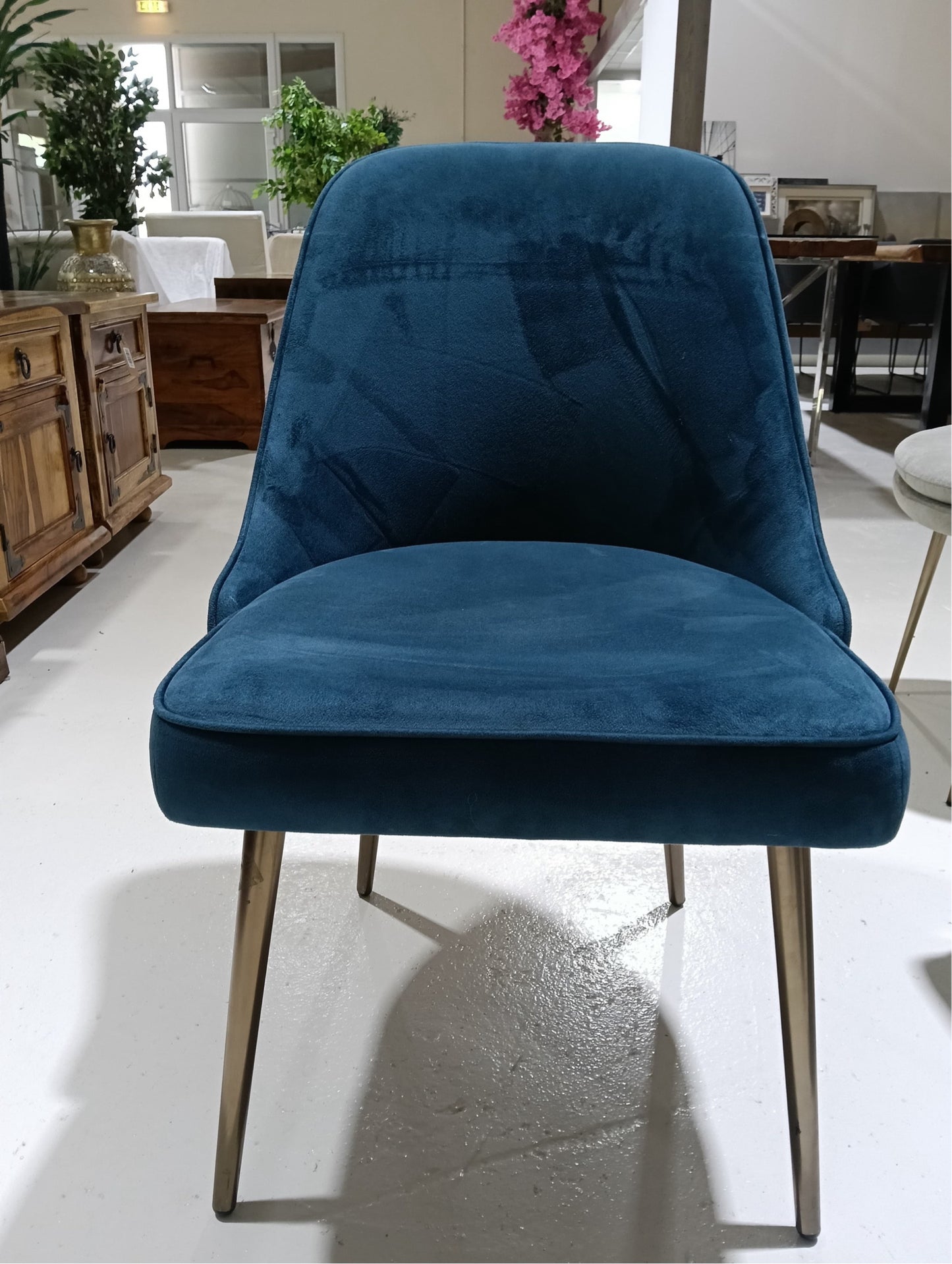 West Elm Blue Velvet Dining Chairs (Set of 6)