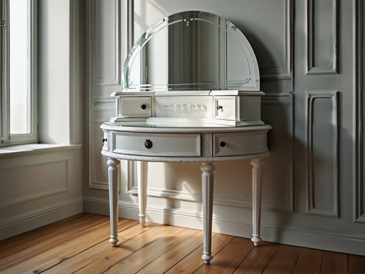 Pottery Barn White Vanity Table with Mirror