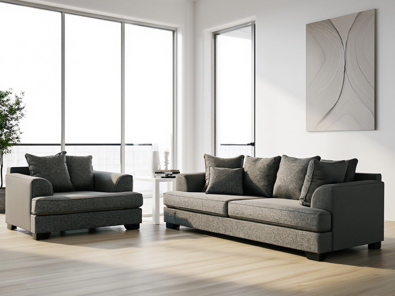 The One – Dark Grey Sofa Set (2 + 1)