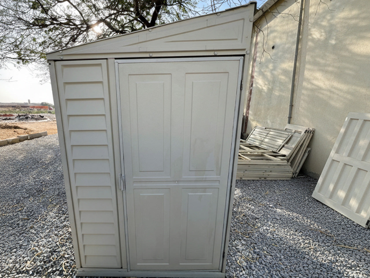 Duramax SideMate Outdoor Storage Shed – Beige Vinyl