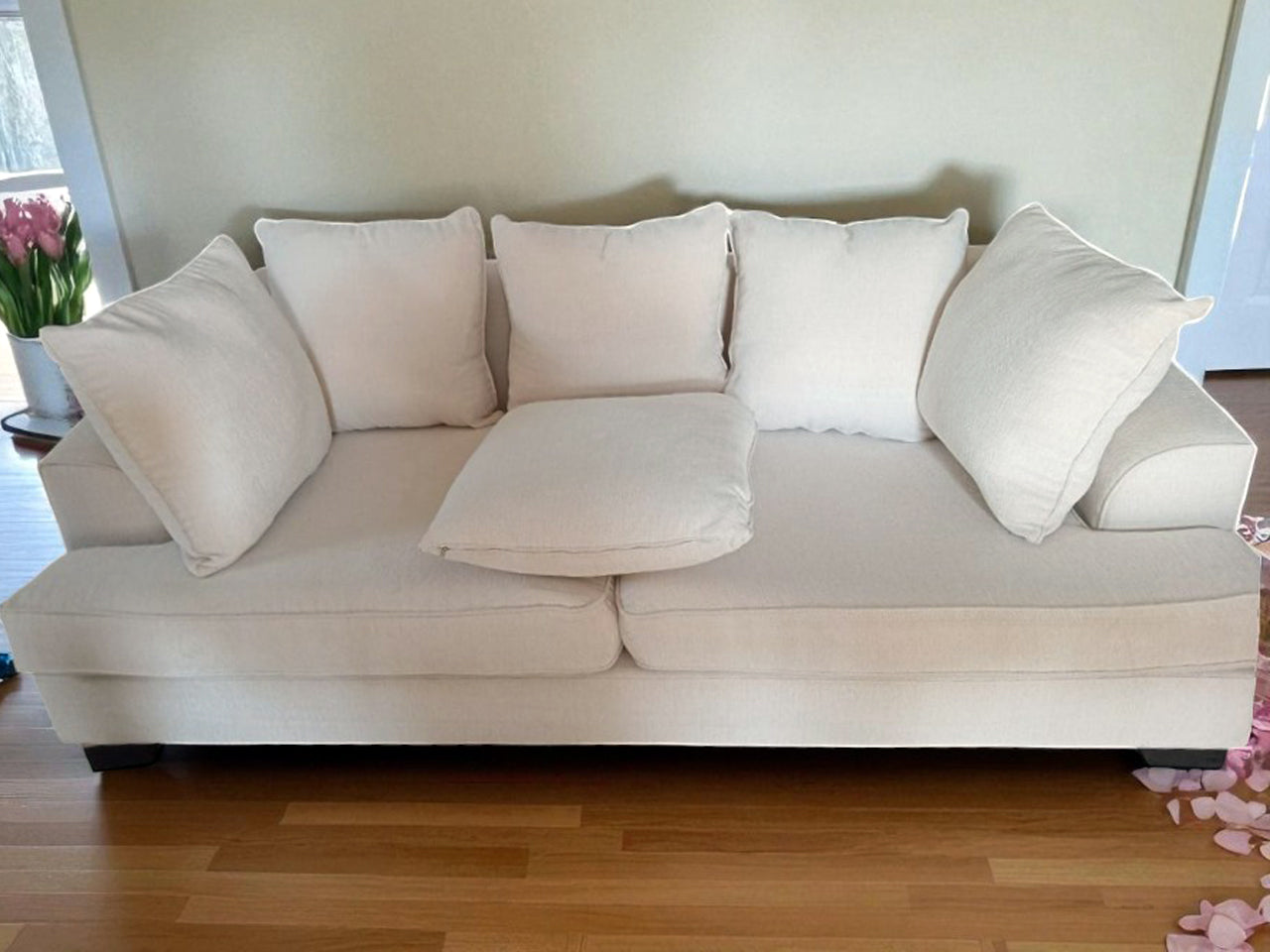 The One – Beige Fabric 3-Seater Sofa