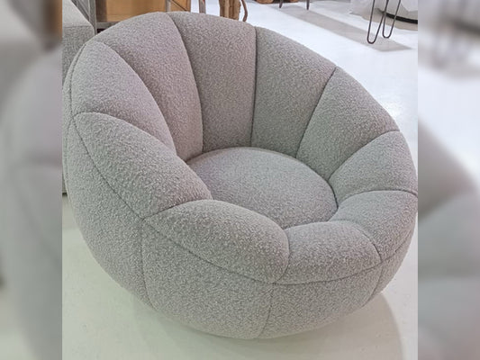 Barrel Swivel Accent Chair – Bouclé Upholstery