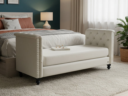 The One – White Upholstered Bench Bed