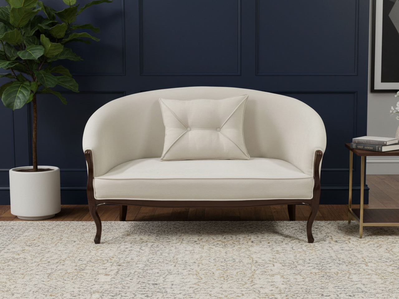 Amadeus Cream Upholstered Two-Seater Sofa