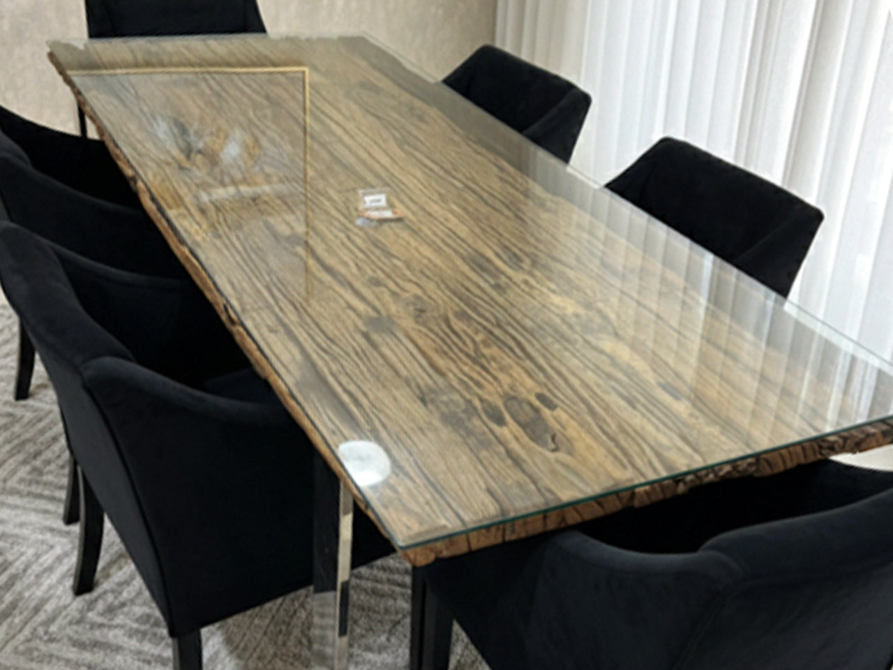 Railway Wood Dining Table with 6 Chairs