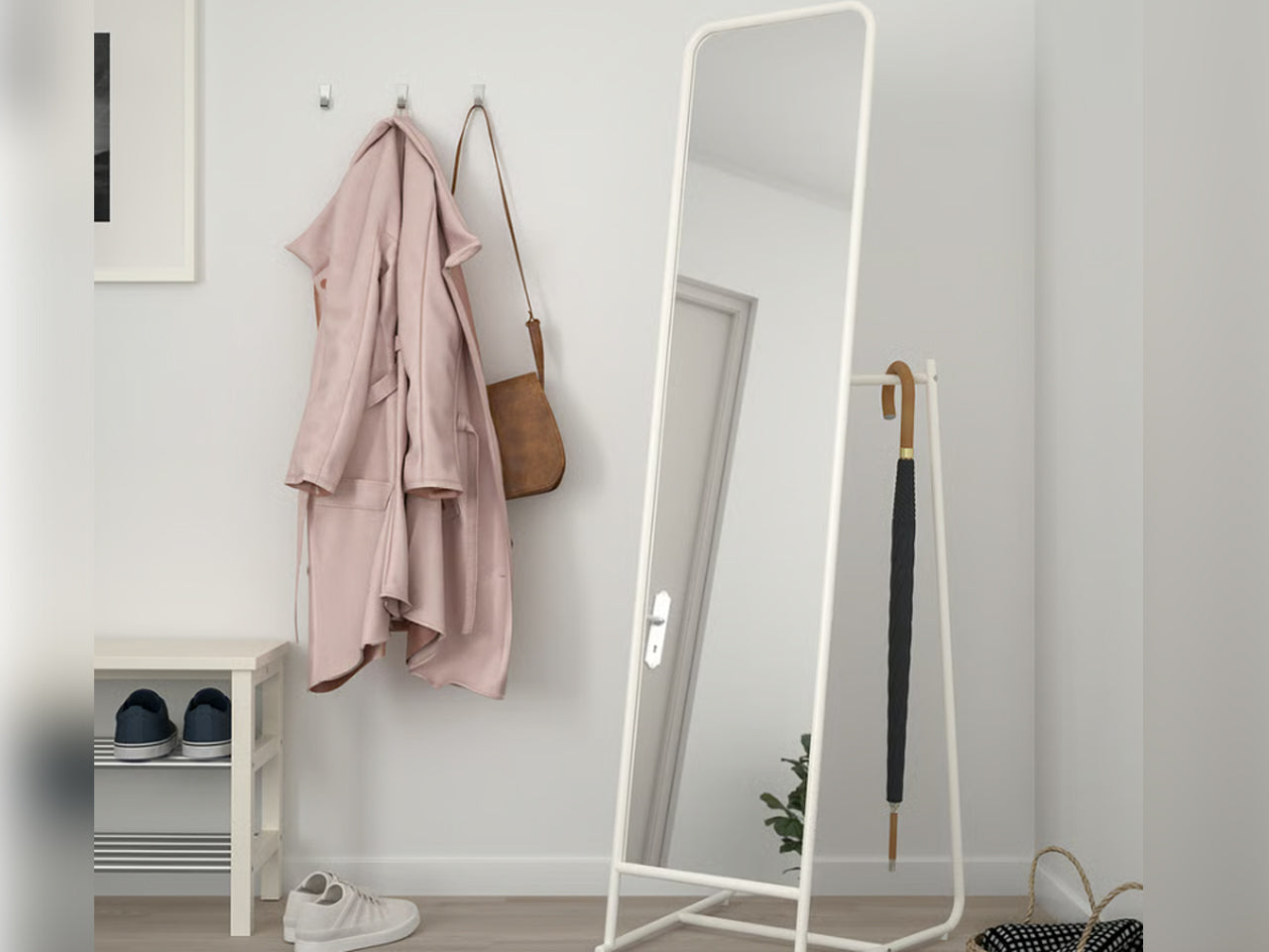 IKEA Full-Length Floor Mirror – White Rounded Frame