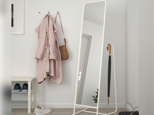 IKEA Full-Length Floor Mirror – White Rounded Frame