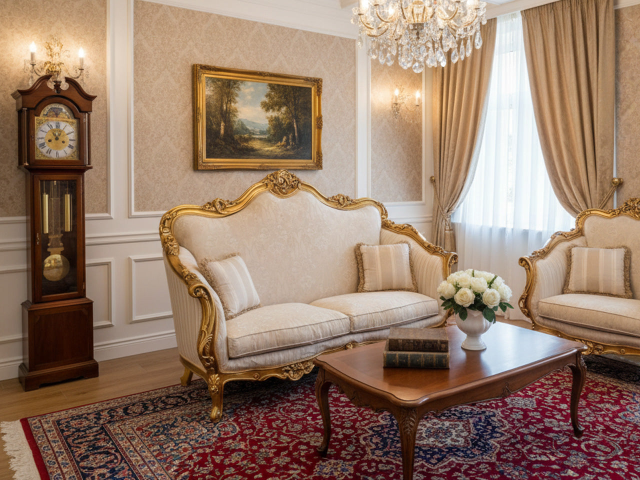 Versailles – Ornate Cream &amp; Gold Settee