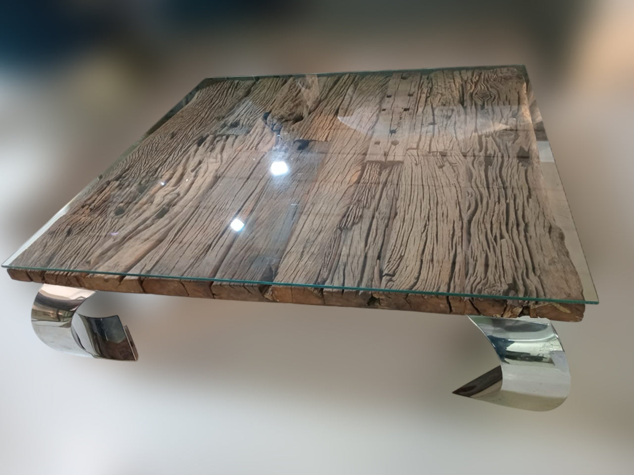 Marina Home Driftwood Glass Coffee Table