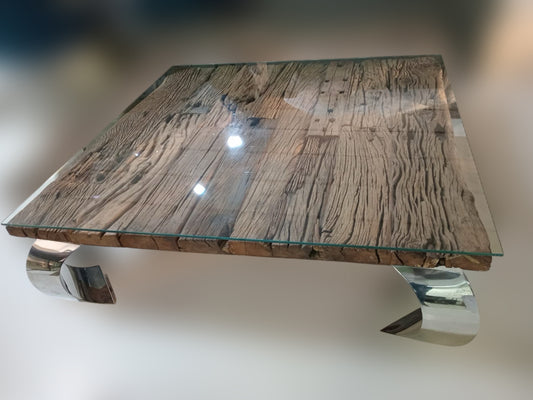 Marina Home Driftwood Glass Coffee Table