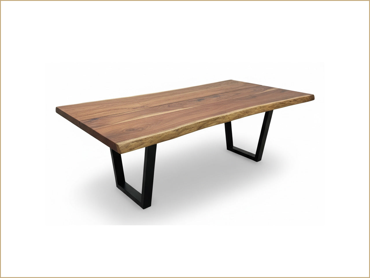 Live Edge Wood Dining Table – Black Metal Legs