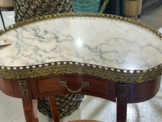 Vintage French-Style Side Table with Marble Top
