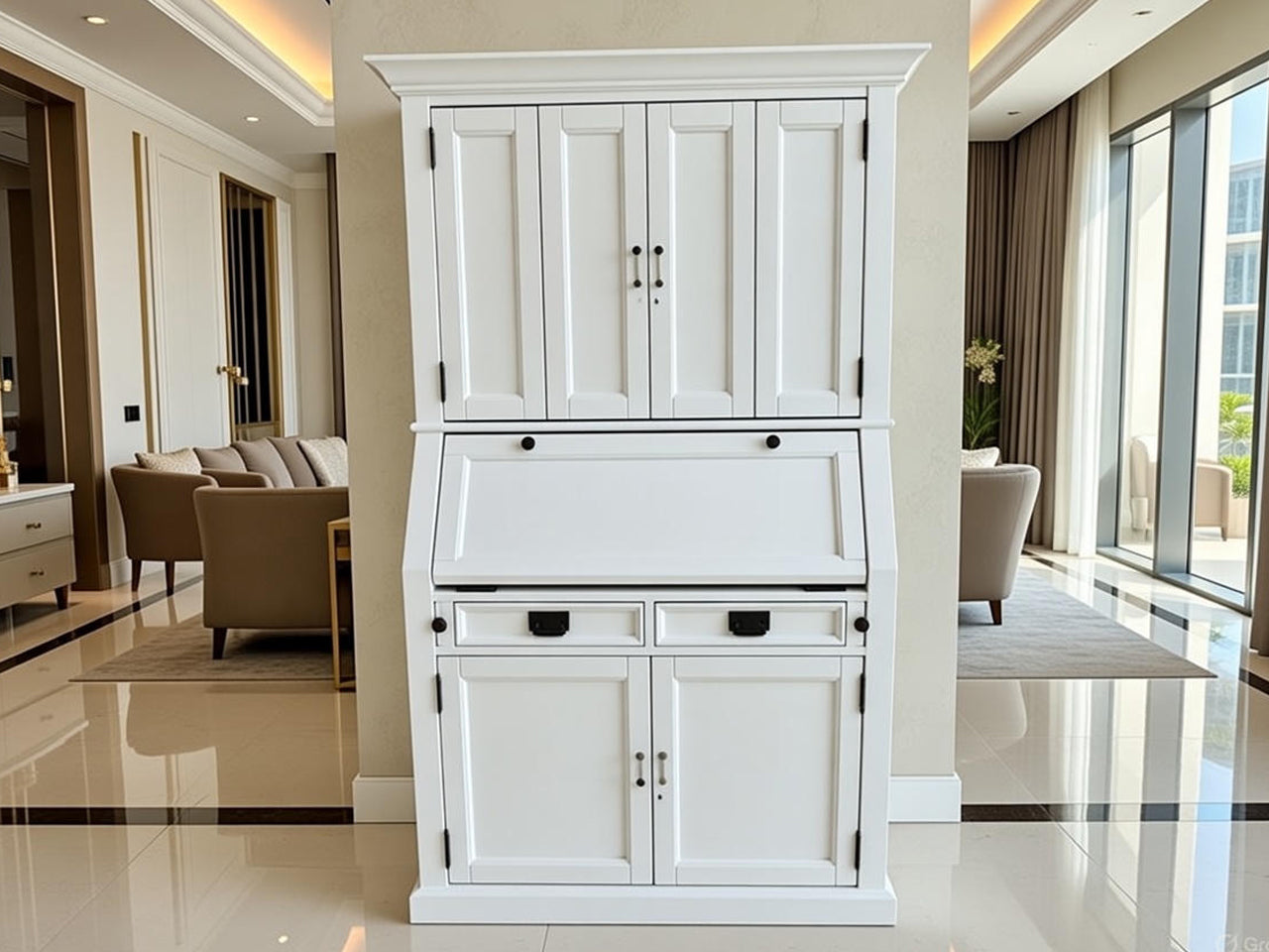 The One – White Secretary Desk Cabinet