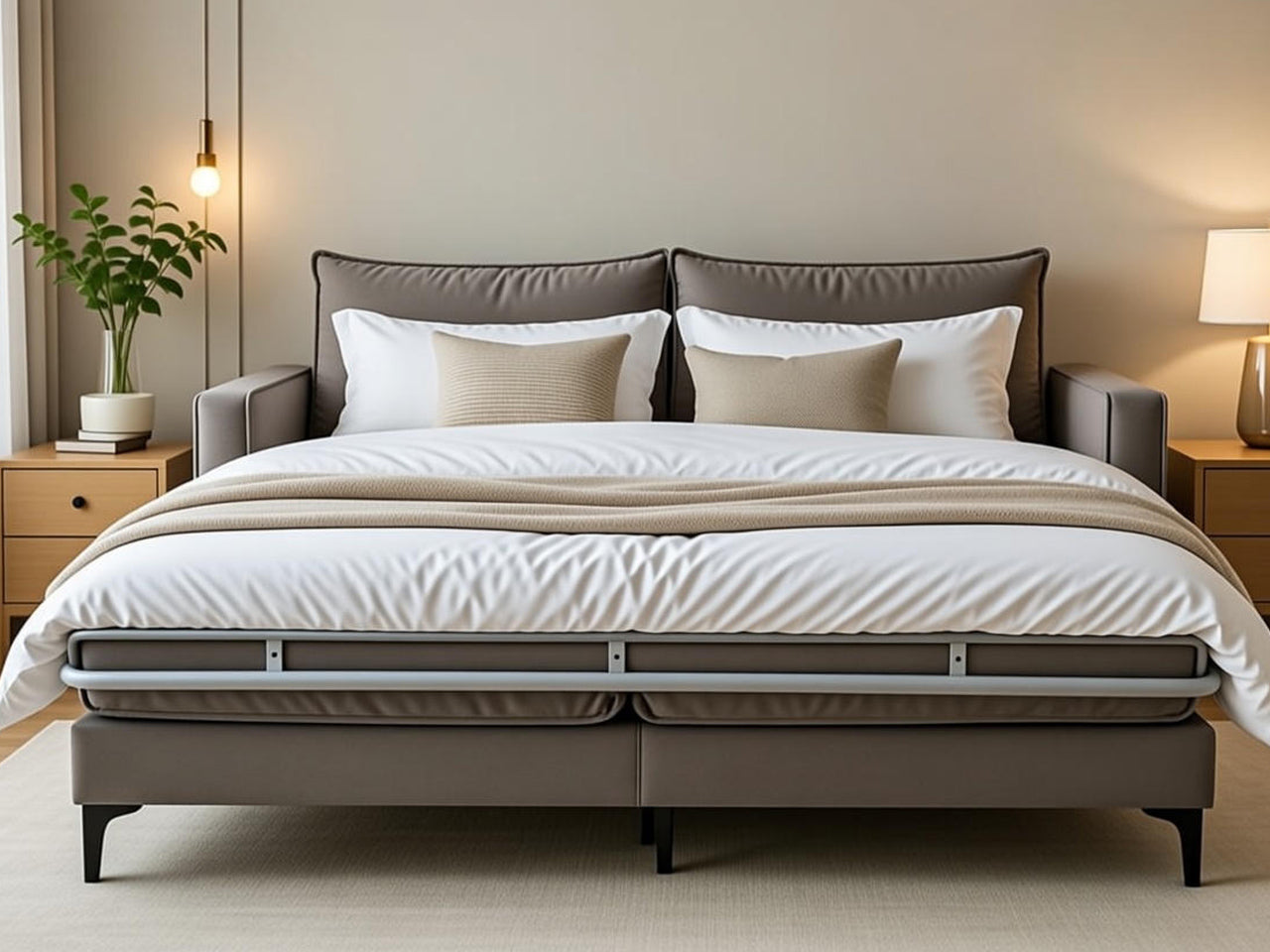 The One – Beige Velvet Sofa Bed