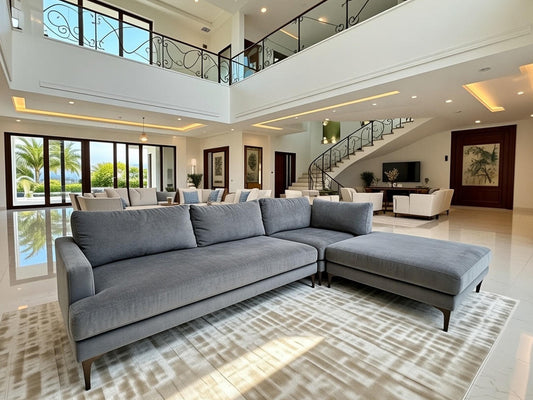 West Elm – Grey L-Shape Sectional Sofa with Ottoman