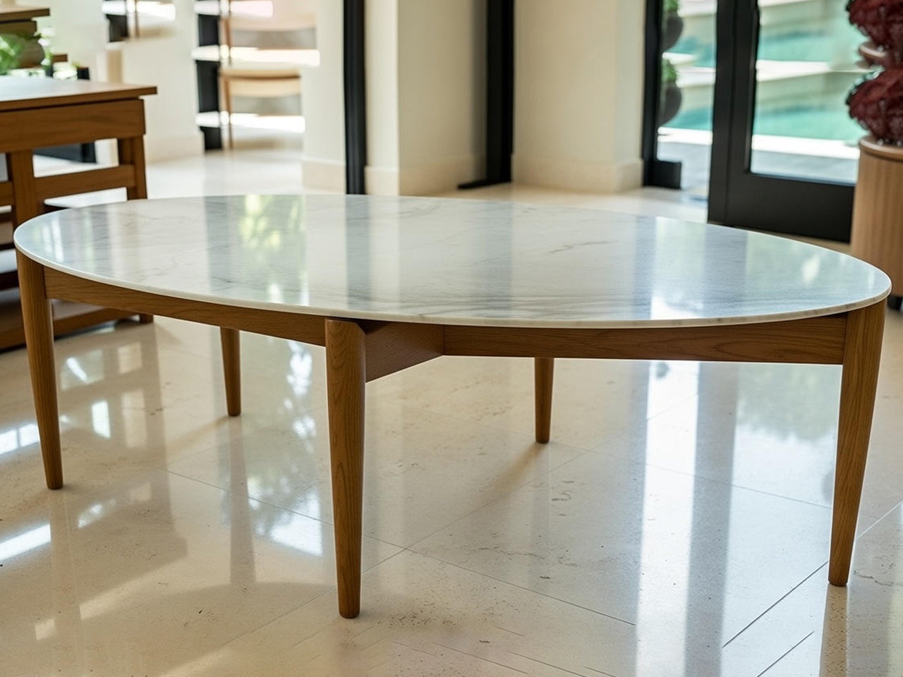 West Elm Coffee Table With  Marble Top