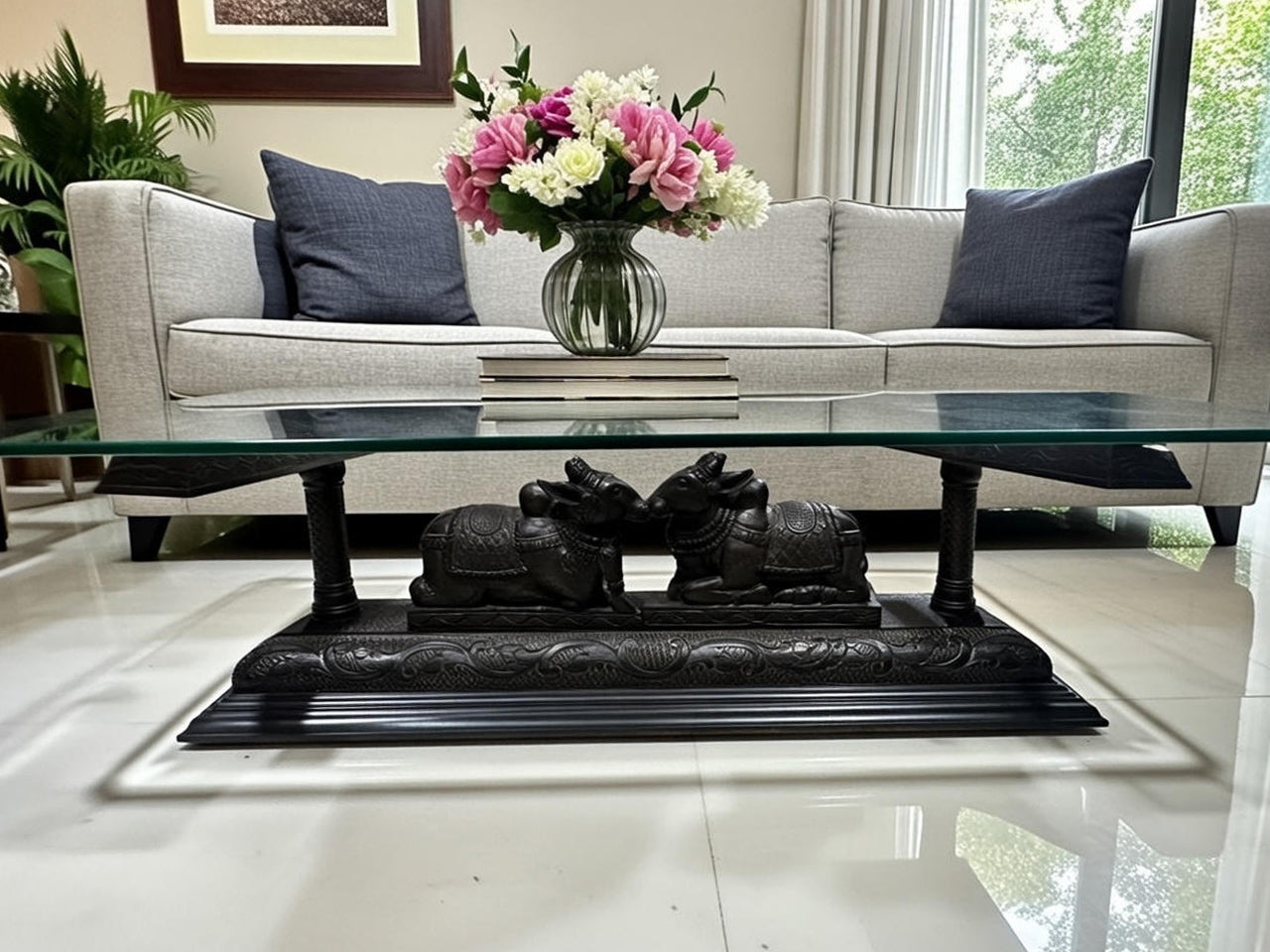 Nandi Bulls Coffee Table – Glass Top