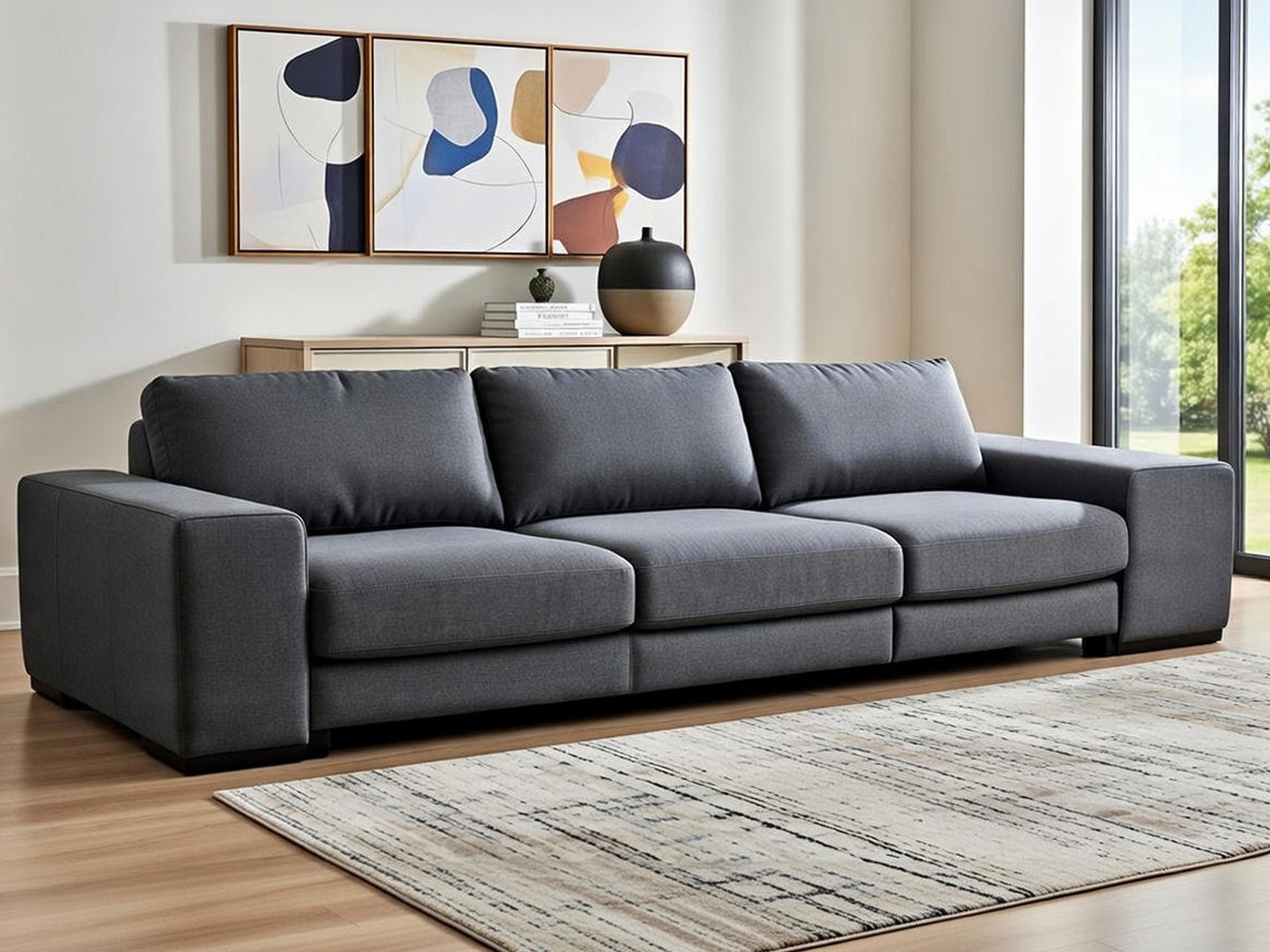 Natuzzi 3-Seater Sofa – Charcoal Grey