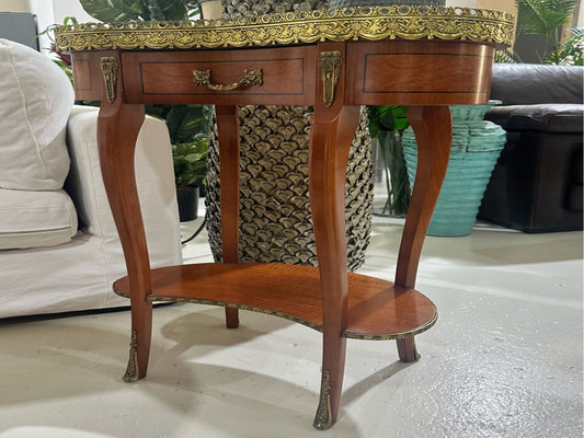 Vintage French-Style Side Table with Marble Top