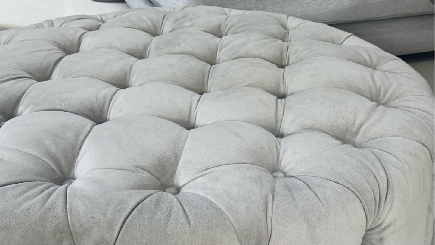 Ottoman round  velvet Grey