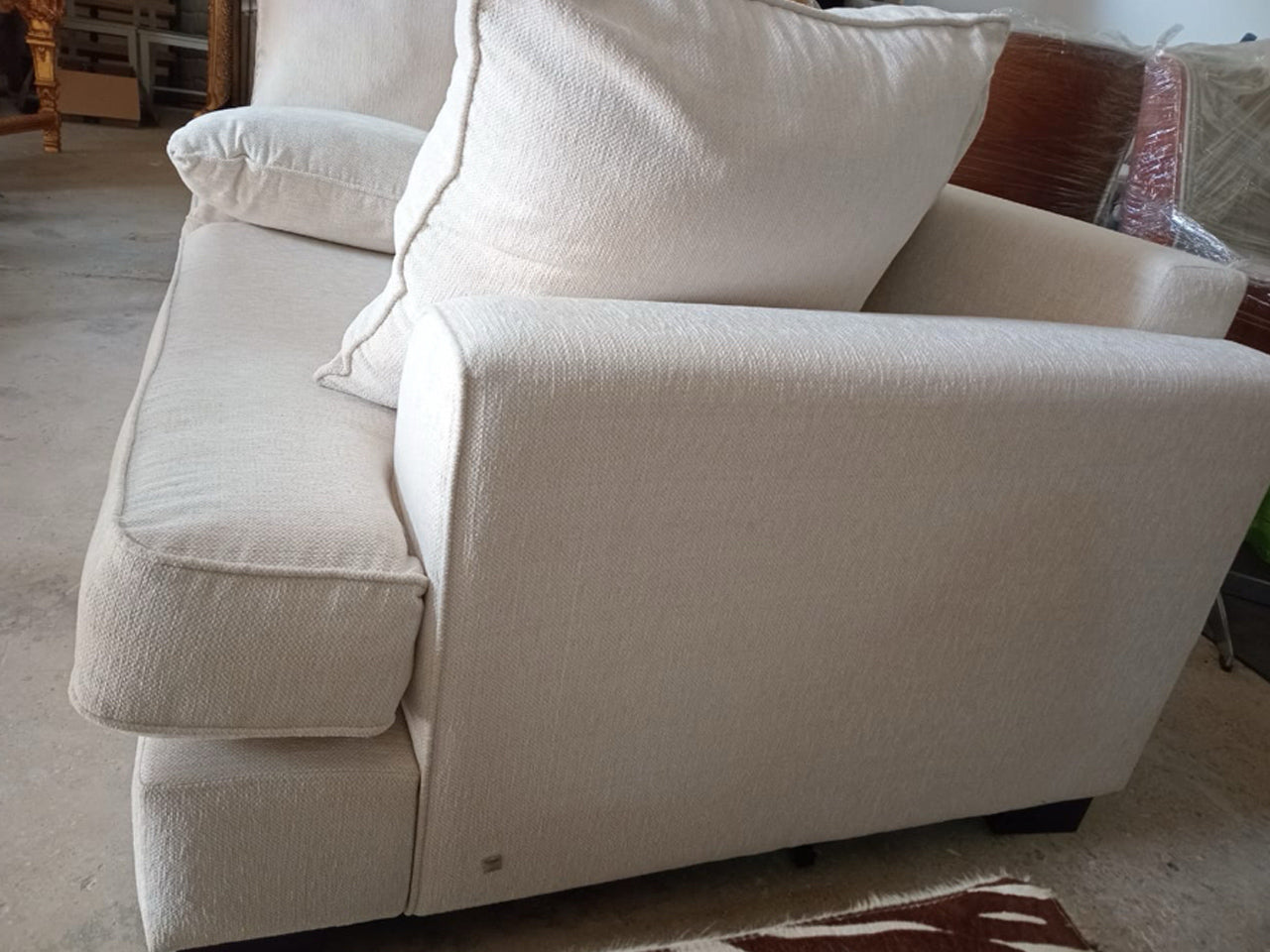 The One – Beige Fabric 3-Seater Sofa