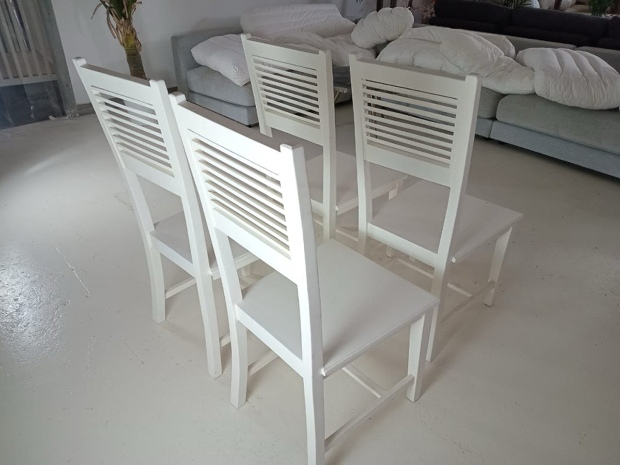 White Wooden Dining Chairs (Set of 4)