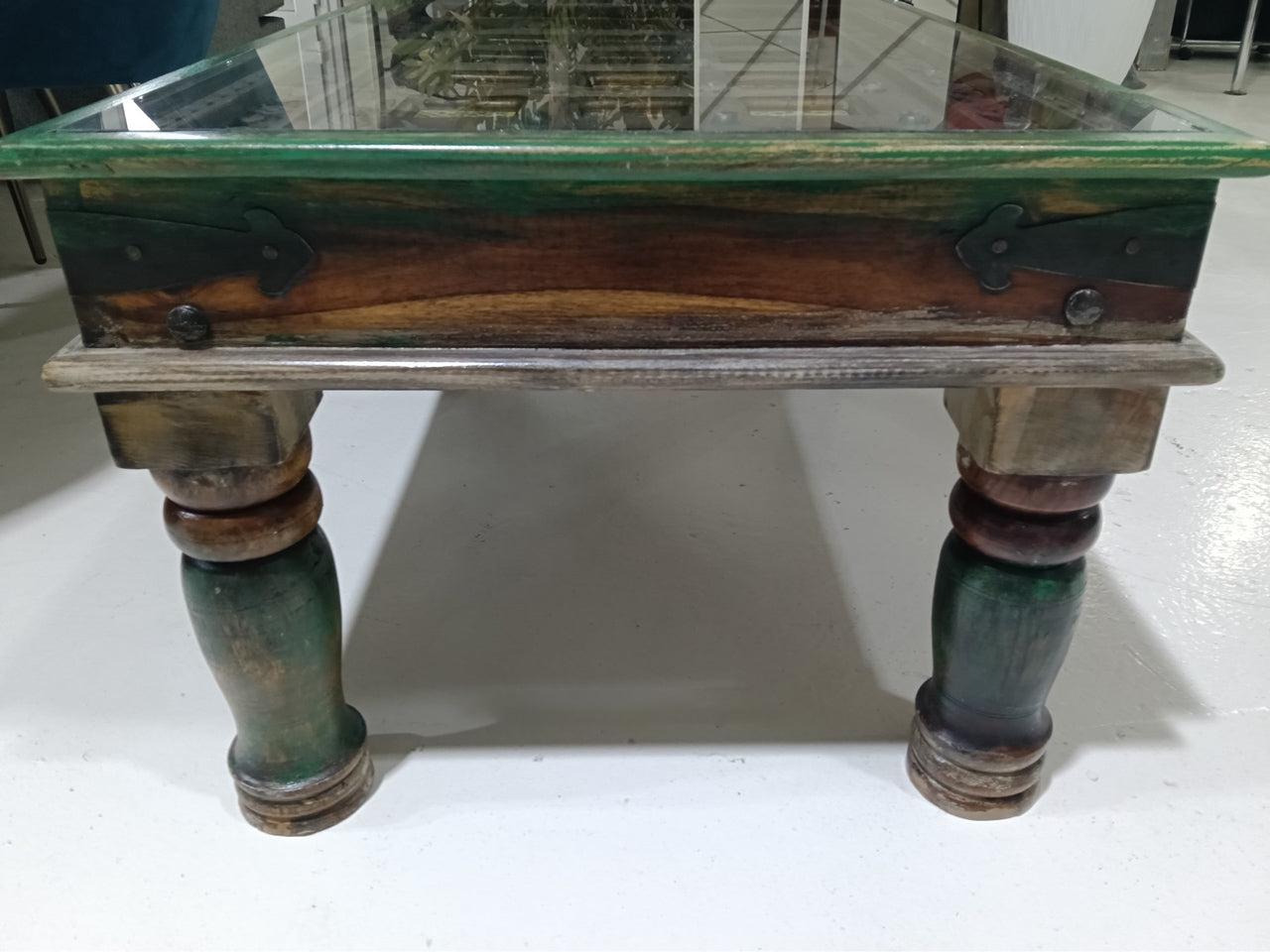 Vintage Wooden Coffee Table – Ceramic Tile Inlay