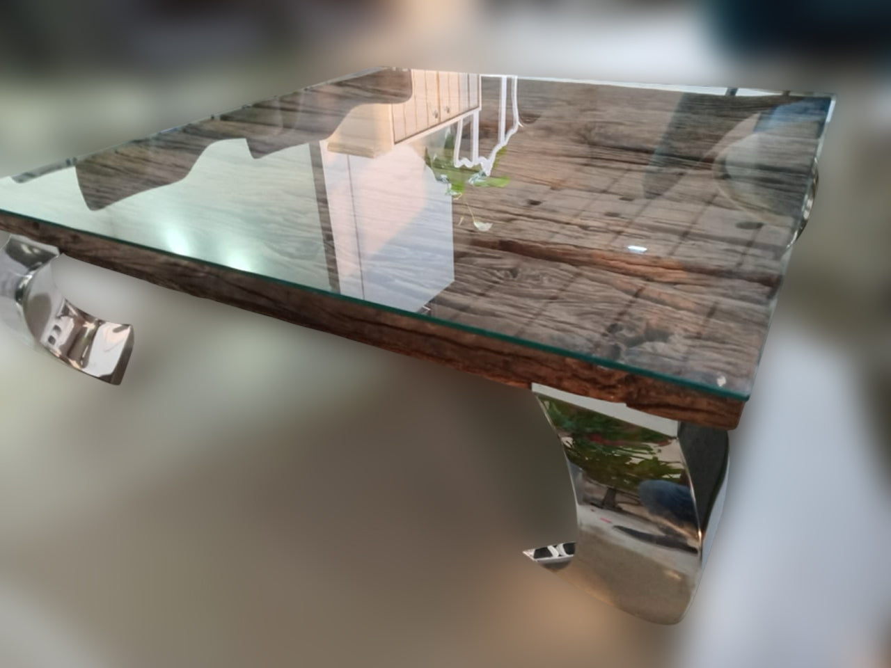 Marina Home Driftwood Glass Coffee Table