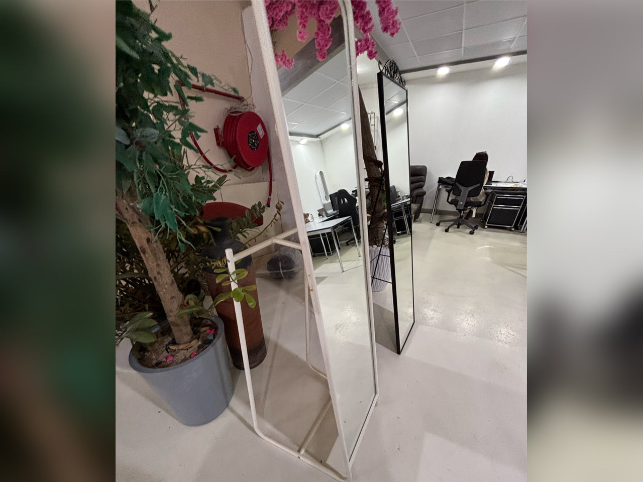 IKEA Full-Length Floor Mirror – White Rounded Frame