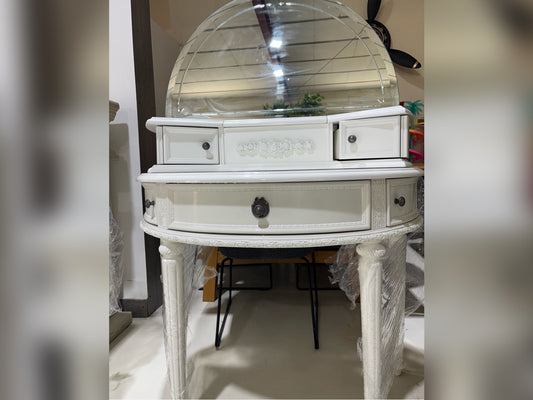 Pottery Barn White Vanity Table with Mirror