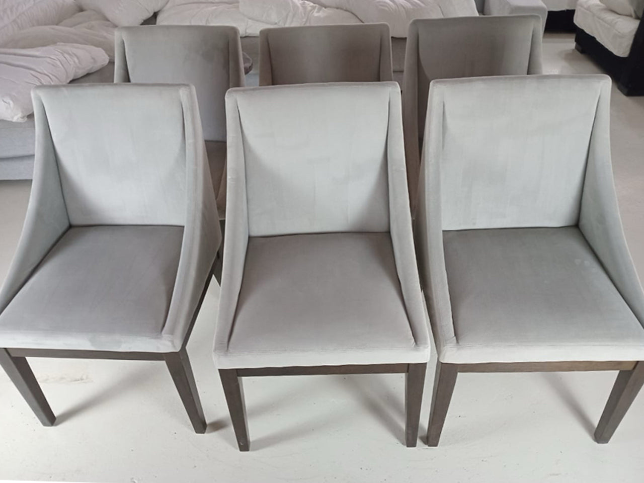 Light Grey Velvet Dining Chair Set of 6