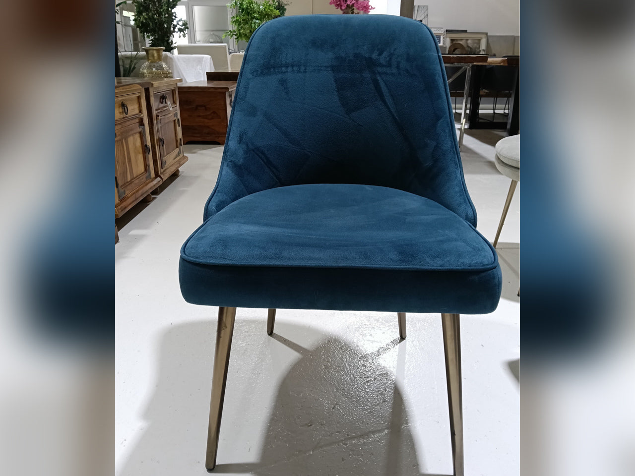West Elm Blue Velvet Dining Chairs (Set of 6)