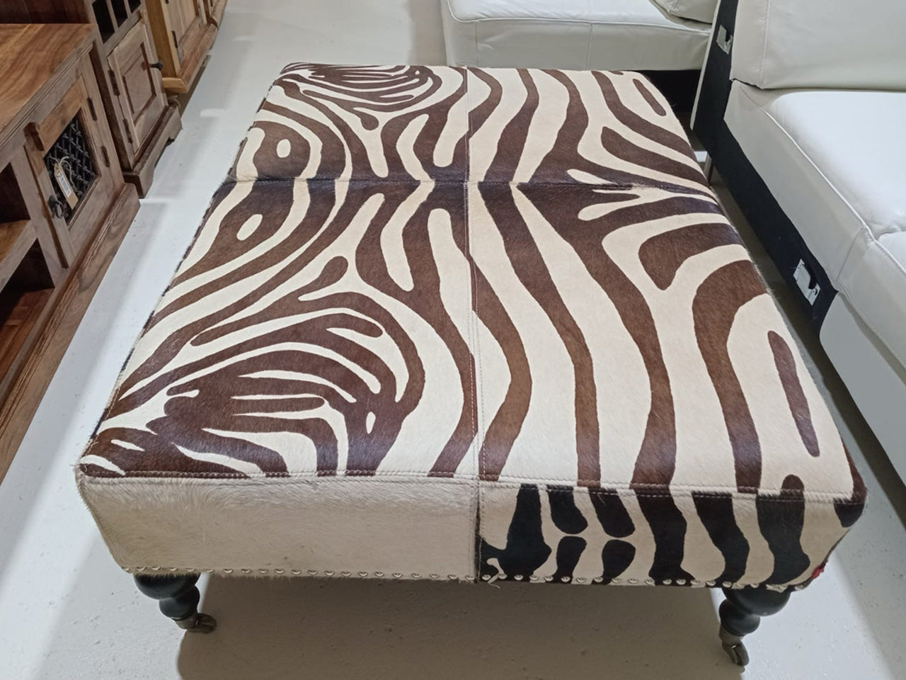 The One Ottoman Natural Cow Skin