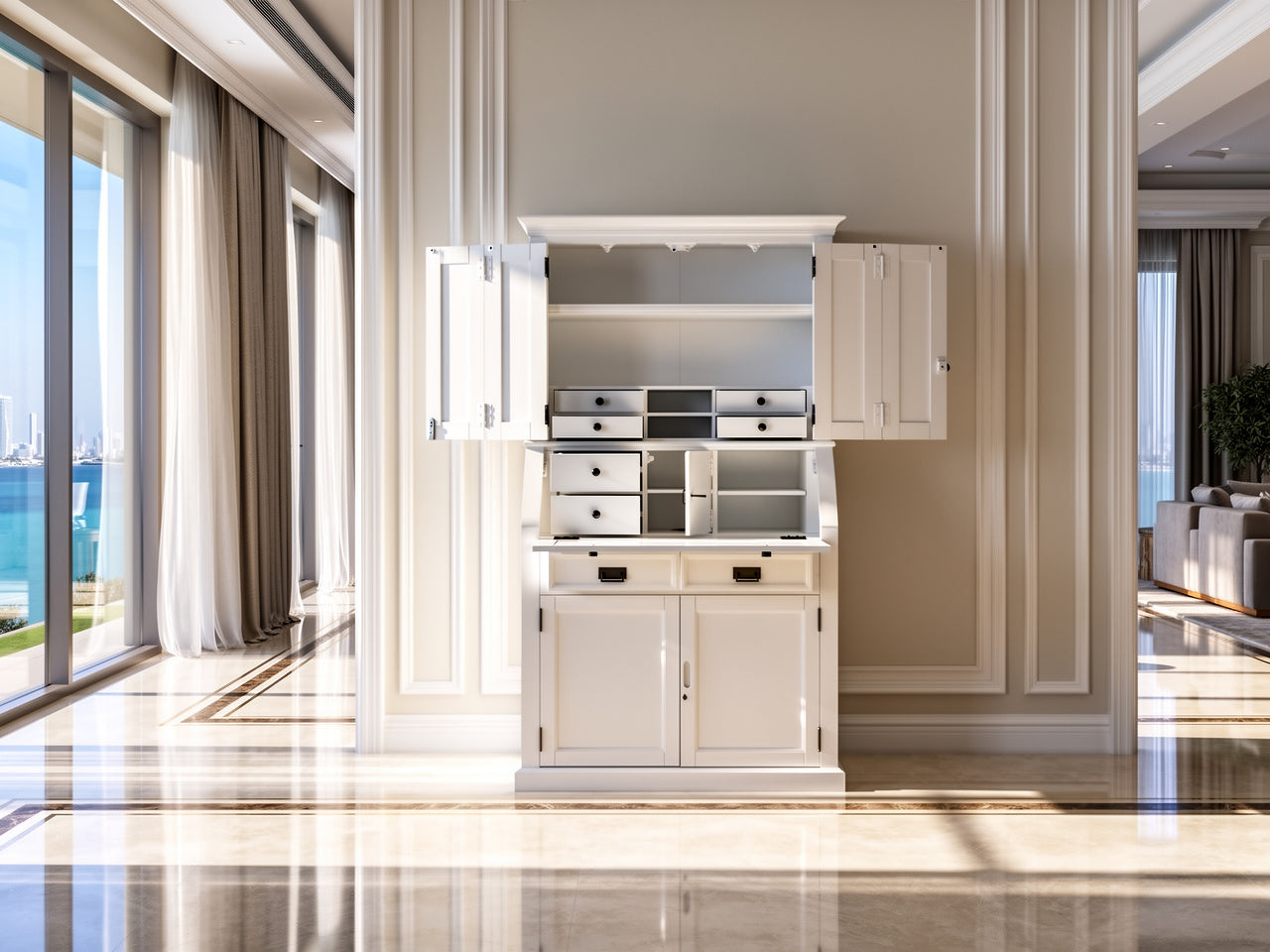 The One – White Secretary Desk Cabinet