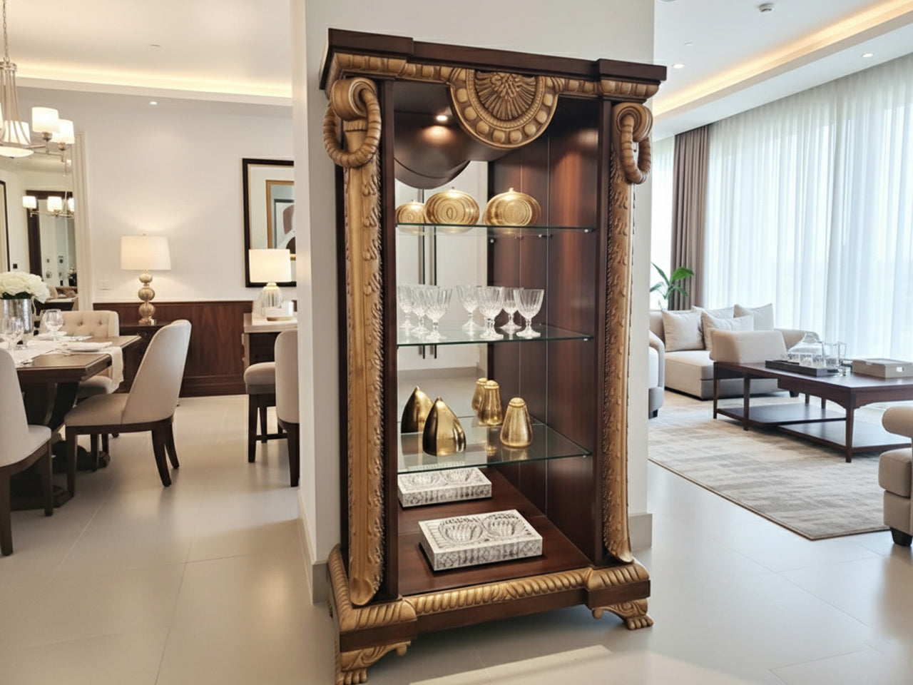 Antique Style Arabic-Inspired Curio Cabinet