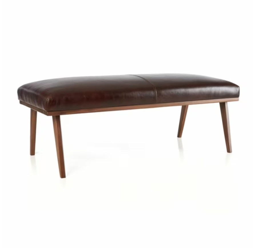 Cavett Leather Wood Frame Bench