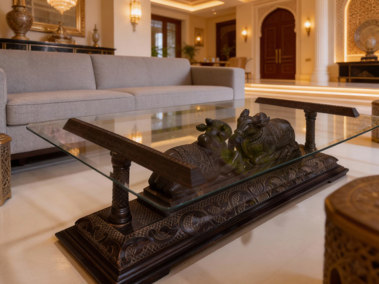Nandi Bulls Coffee Table – Glass Top