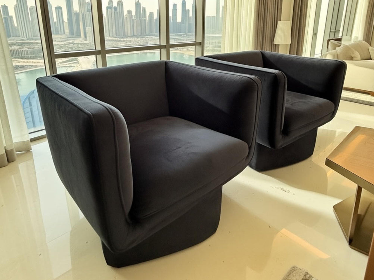 Velvet Swivel Lounge Chairs (Set of 2)