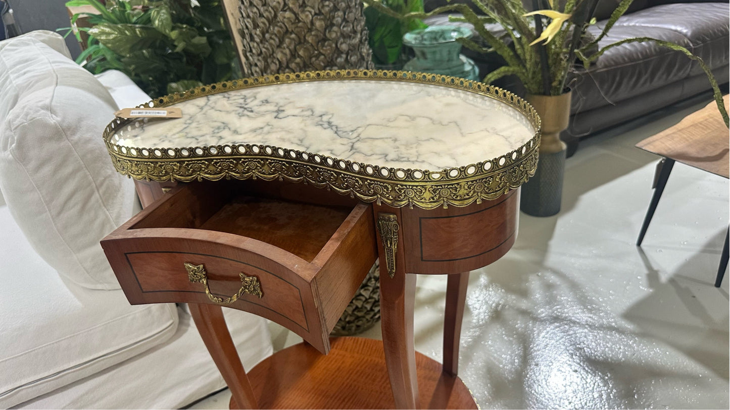 Vintage French-Style Side Table with Marble Top